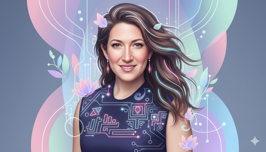 A modern women themed artistic portrait of Randi Zuckerberg